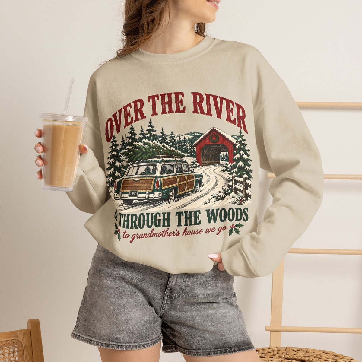 Over the River and Through the Woods Christmas Sweatshirt, Christmas Cabin Crewneck