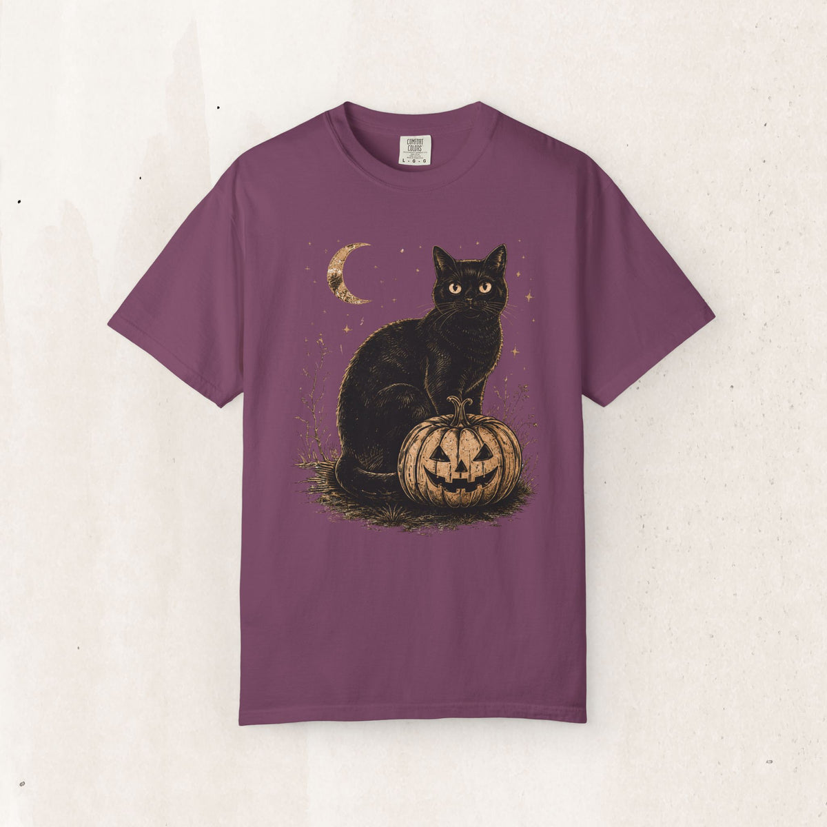 Halloween Black Cat & Pumpkin Tee