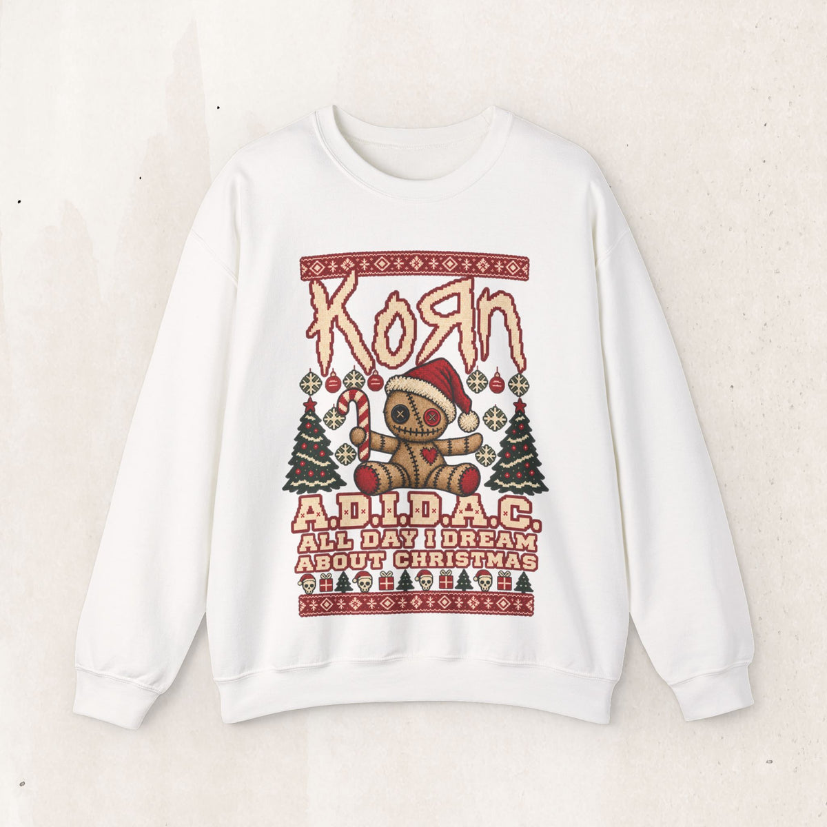 Xmas A.D.I.D.A.C. All Day I Dream About Christmas Sweatshirt – White