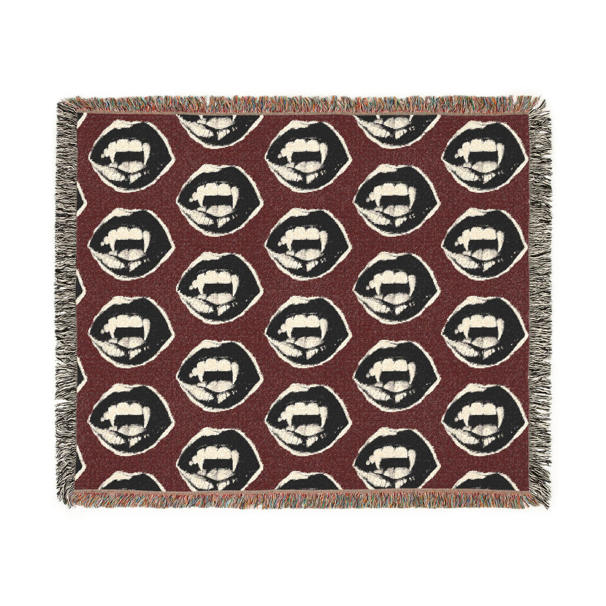 Vampire Fangs Woven Blanket Printify
