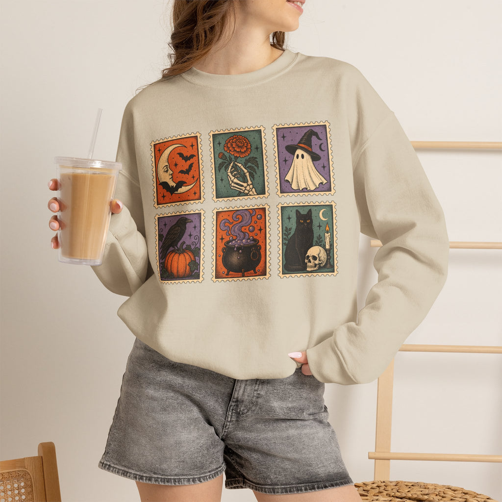 Vintage Spooky Stamp Panel Sweatshirt