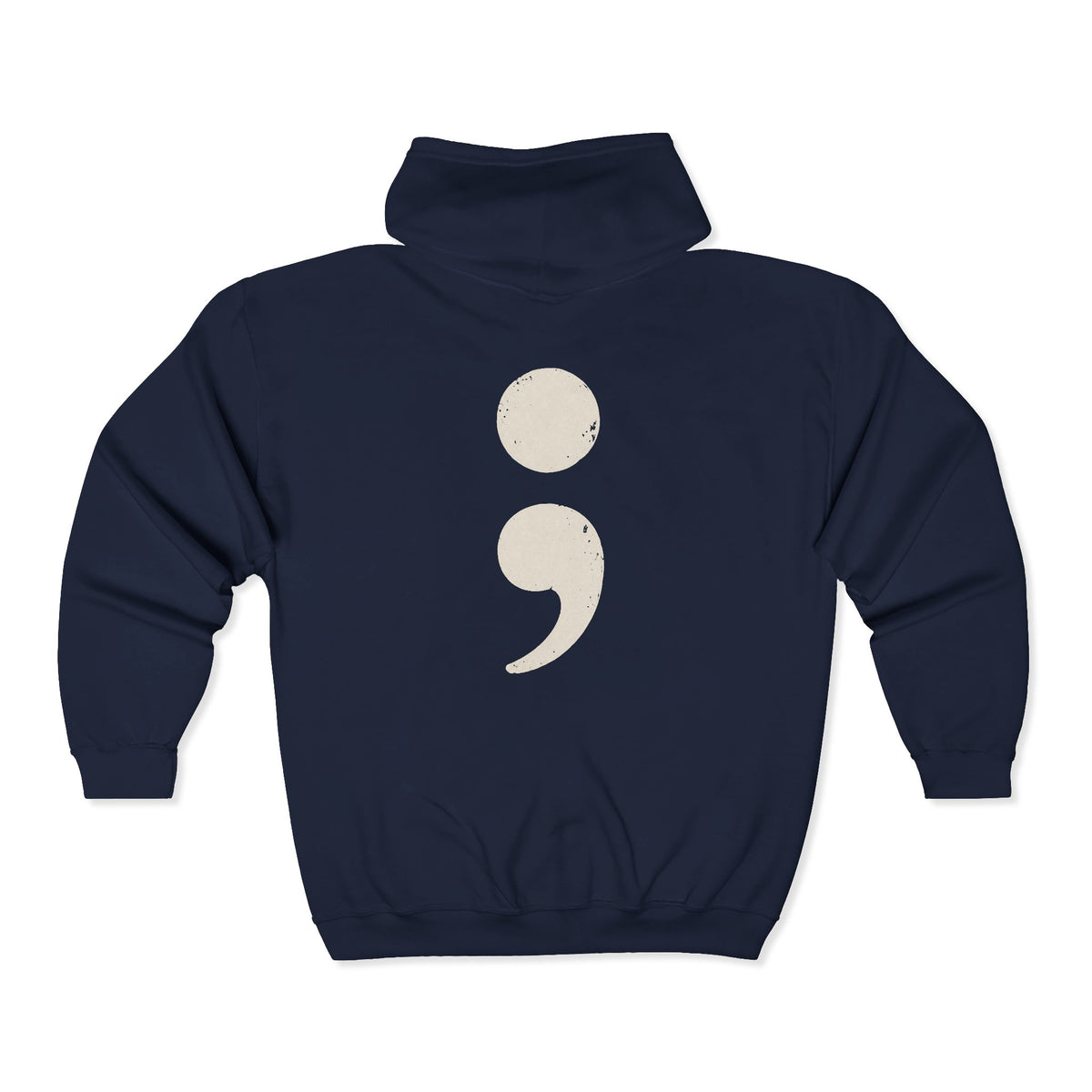 Oversized semicolon suicide awareness zip up hoodie in navy