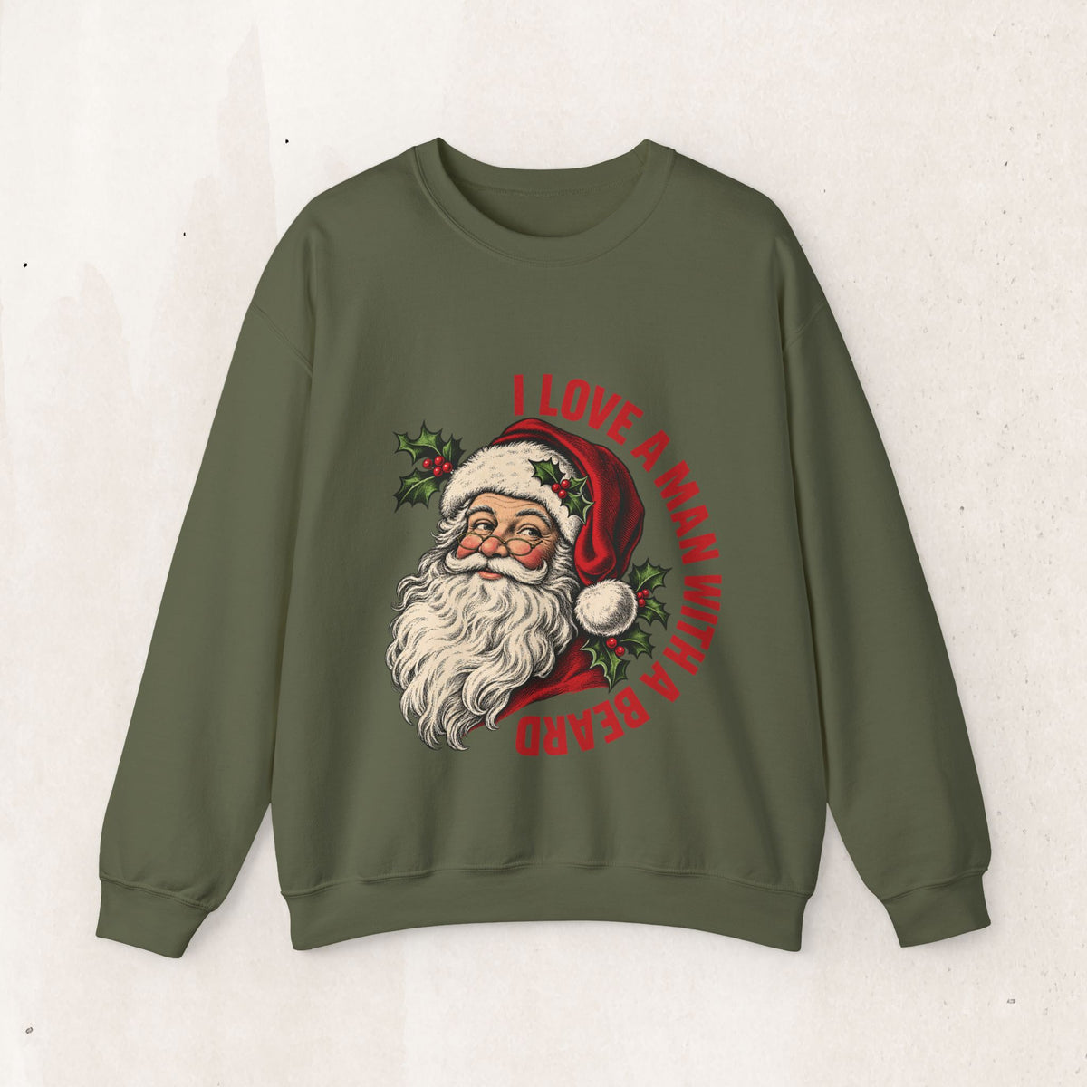 I Love a Man with a Beard Santa Christmas sweatshirt