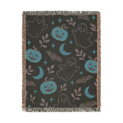 Halloween Ghost & Pumpkin Woven Blanket