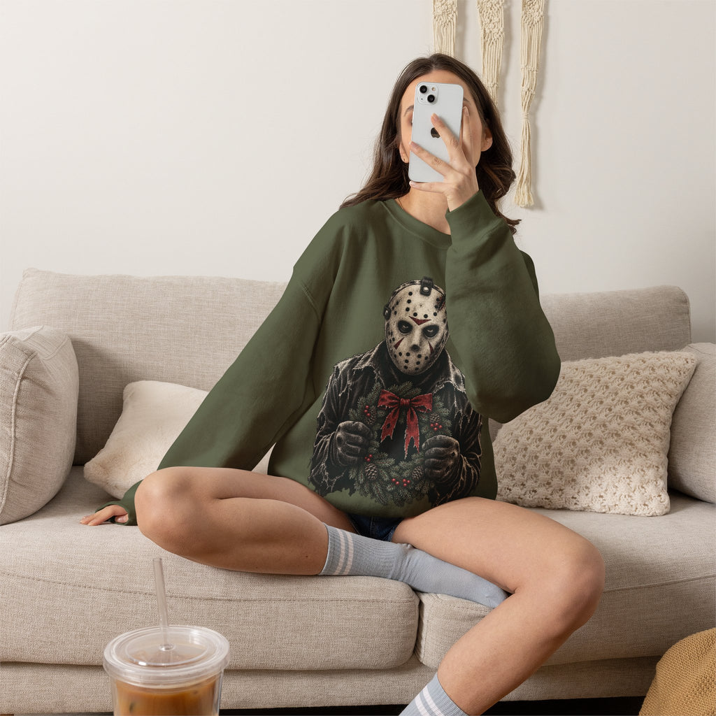 Jason Vorhees Christmas Wreath Crewneck Sweatshirt
