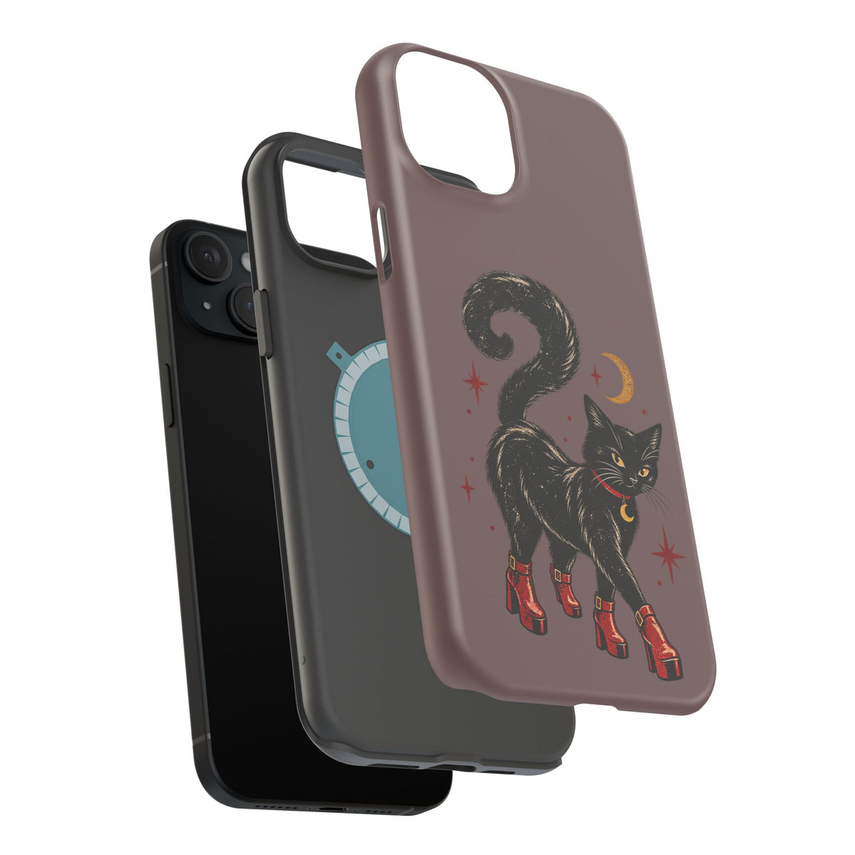 Black Cat in Red Boots MagSafe Phone Case, alternate view