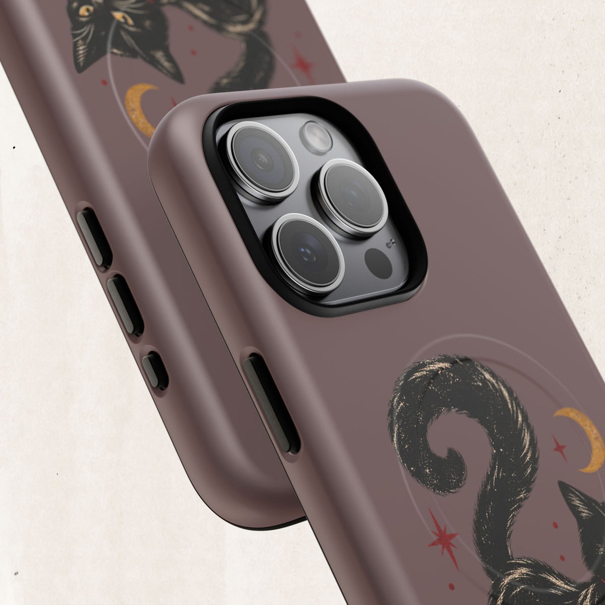 Magnetic Phone Case — Black Cat in Red Boots Design