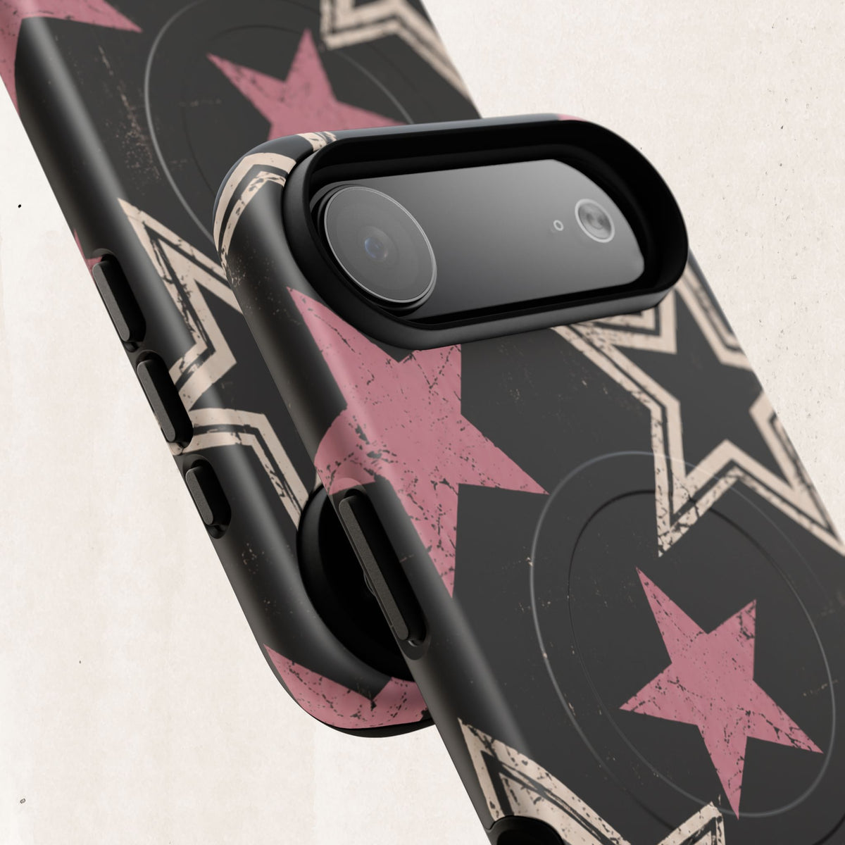 Magnetic Phone Case — Pink Retro Stars Tough Protective Cover Printify