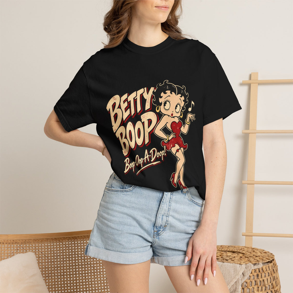 Betty Boop Vintage Graphic Tee in Crimson, alternate view
