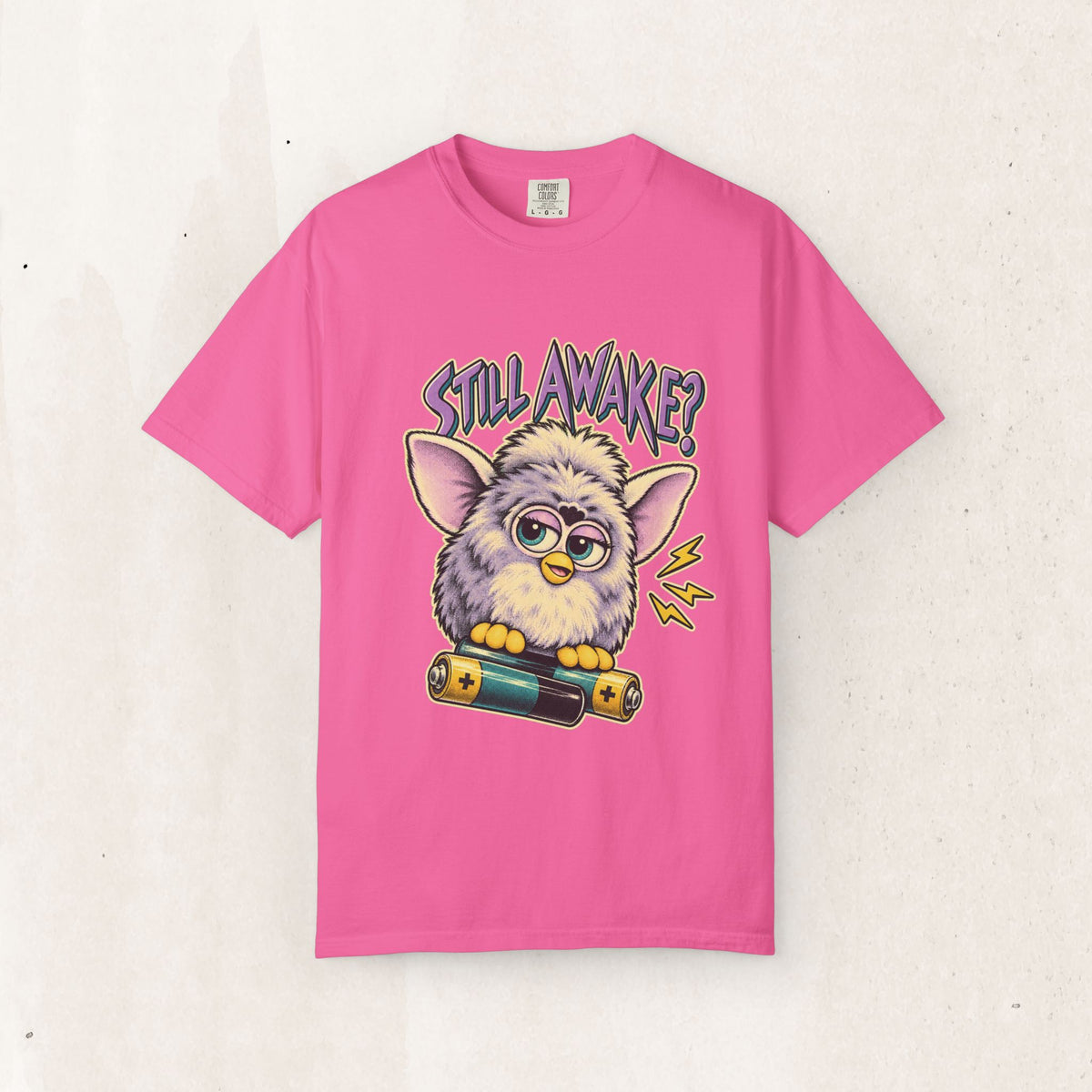 Still Awake? Furby Graphic Tee – Neon Pink