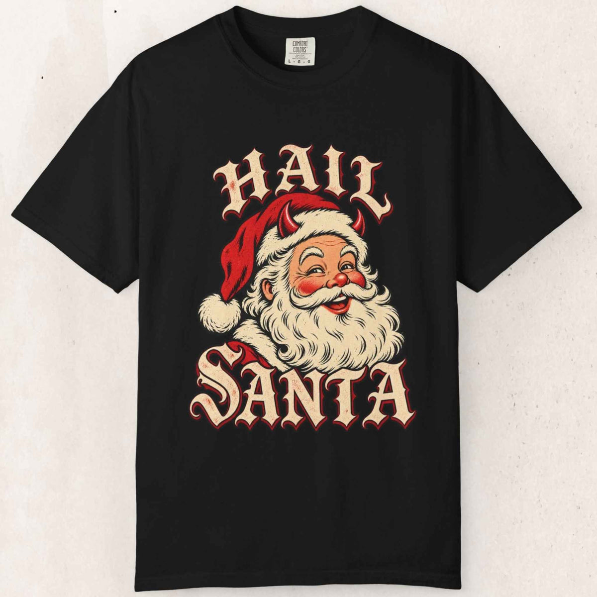 Hail Santa Vintage Graphic Tee – Black