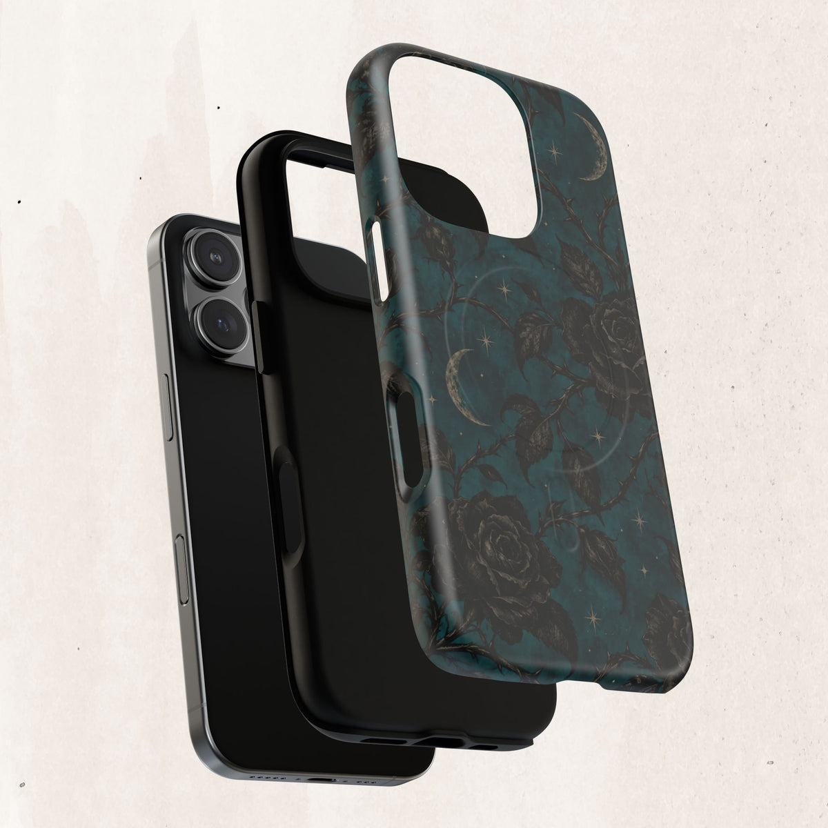 Teal Moon & Black Rose Tough Protective Case