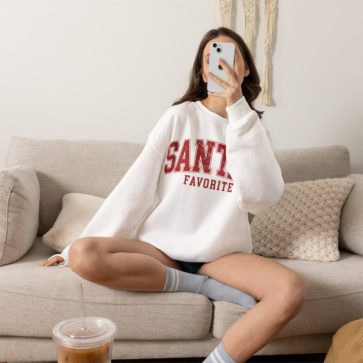 Santa's Favorite varsity Christmas sweatshirt