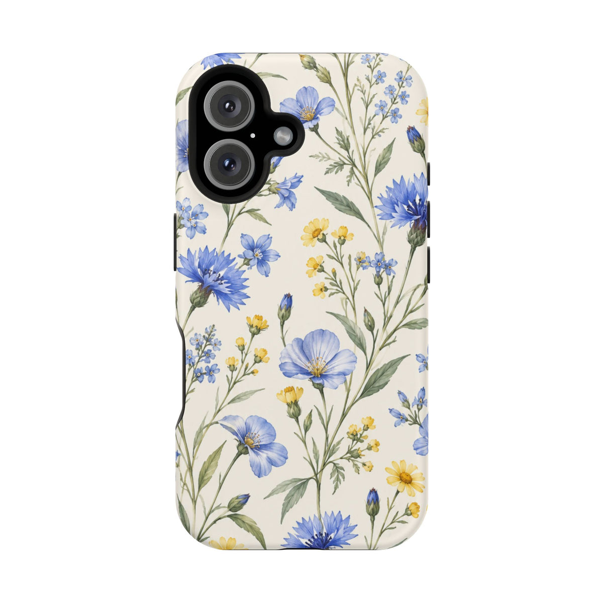 Floral Blue Cornflower Tough Magnetic Phone Case, alternate view