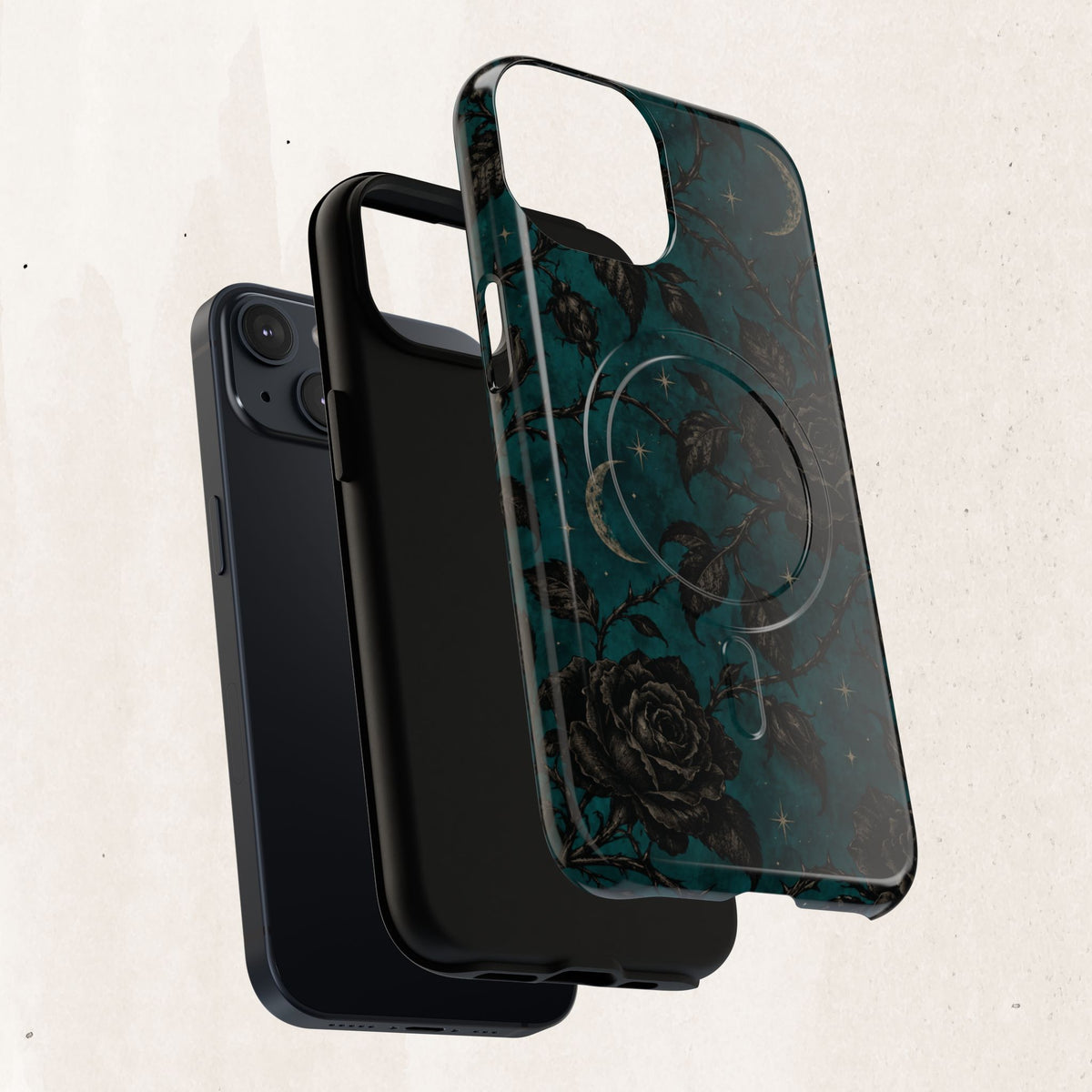 Teal Moon & Black Rose Tough Protective Case