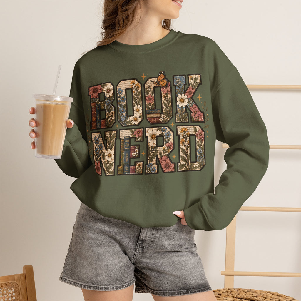 Floral Book Nerd Crewneck Sweatshirt
