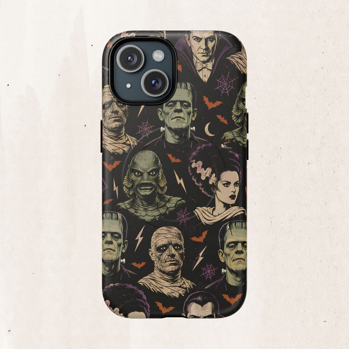 Monster Mash Magnetic Phone Case — Retro Classic Horror Collage