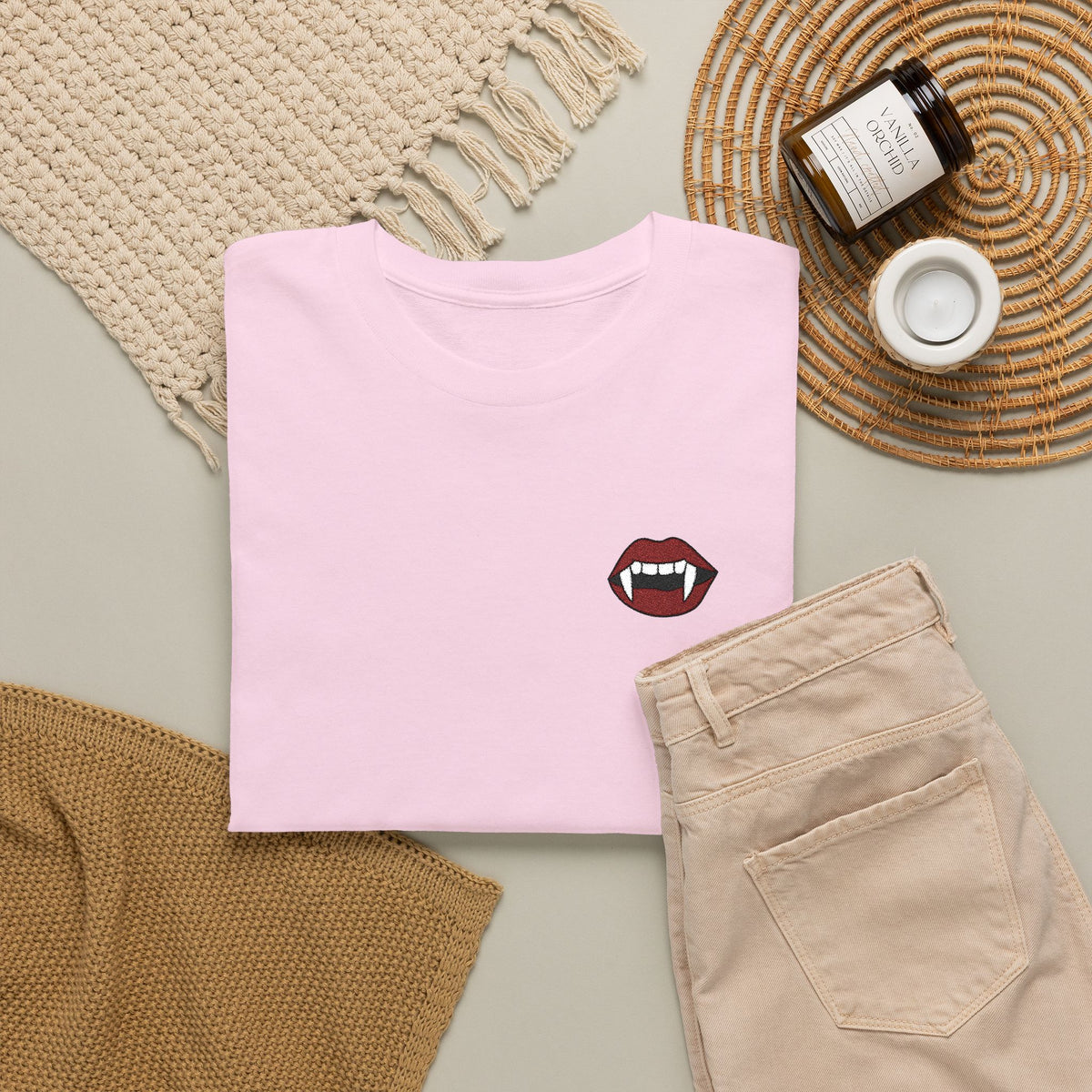 Embroidered Vampire Fangs Tee