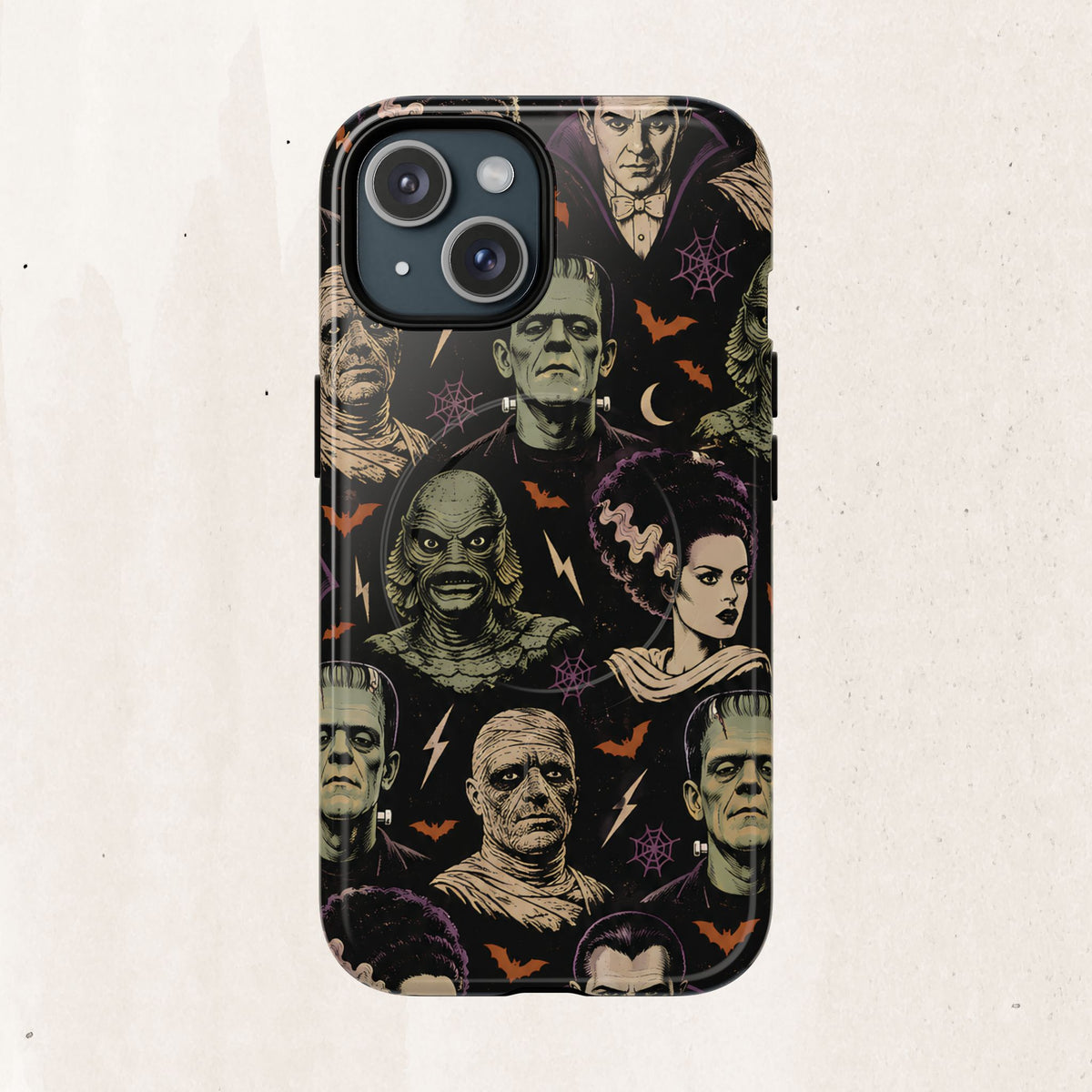 Monster Mash Magnetic Phone Case — Retro Classic Horror Collage