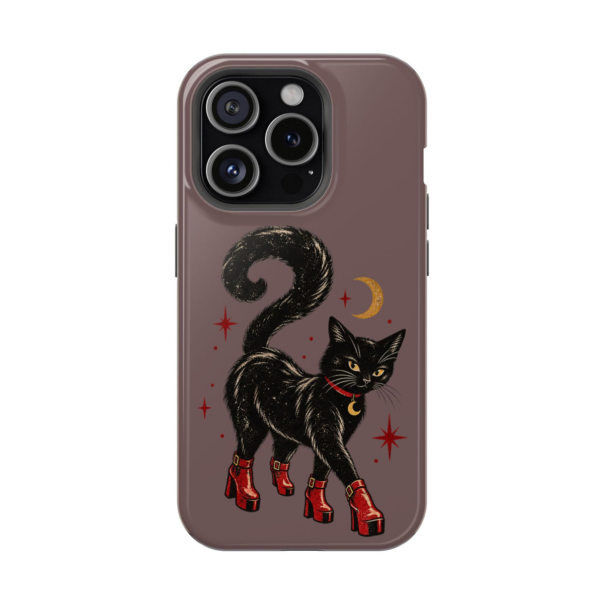 Black Cat in Red Boots MagSafe Phone Case, alternate view