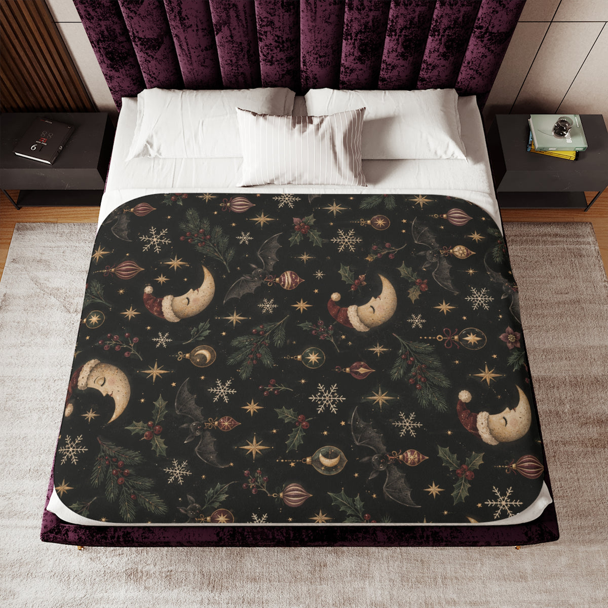 Celestial Christmas Night Sherpa Blanket