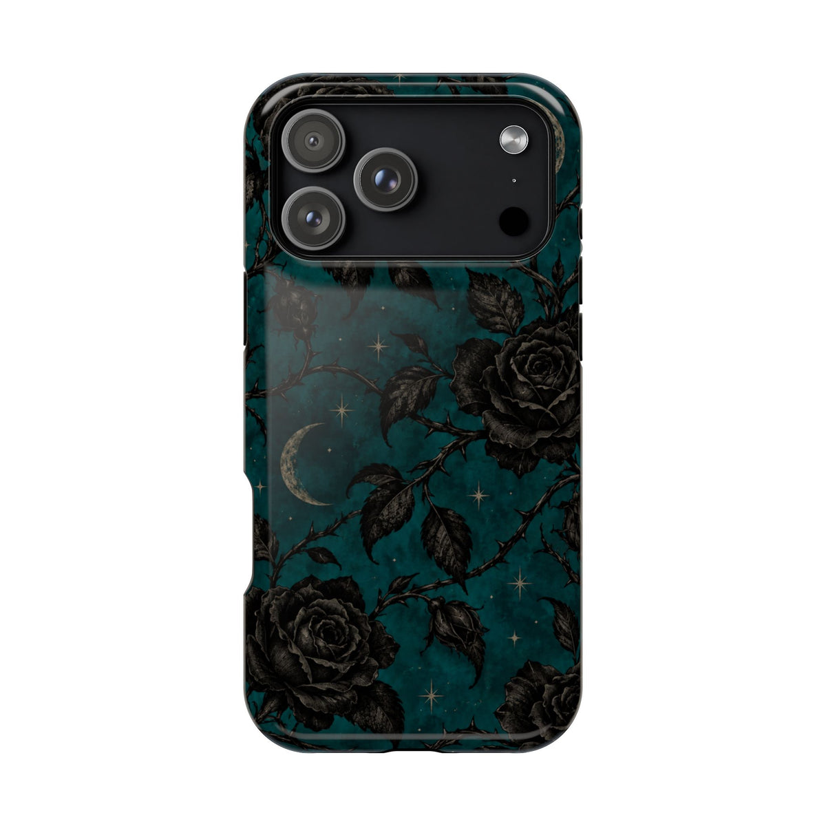 Teal Moon & Black Rose Magnetic Phone Case, alternate view
