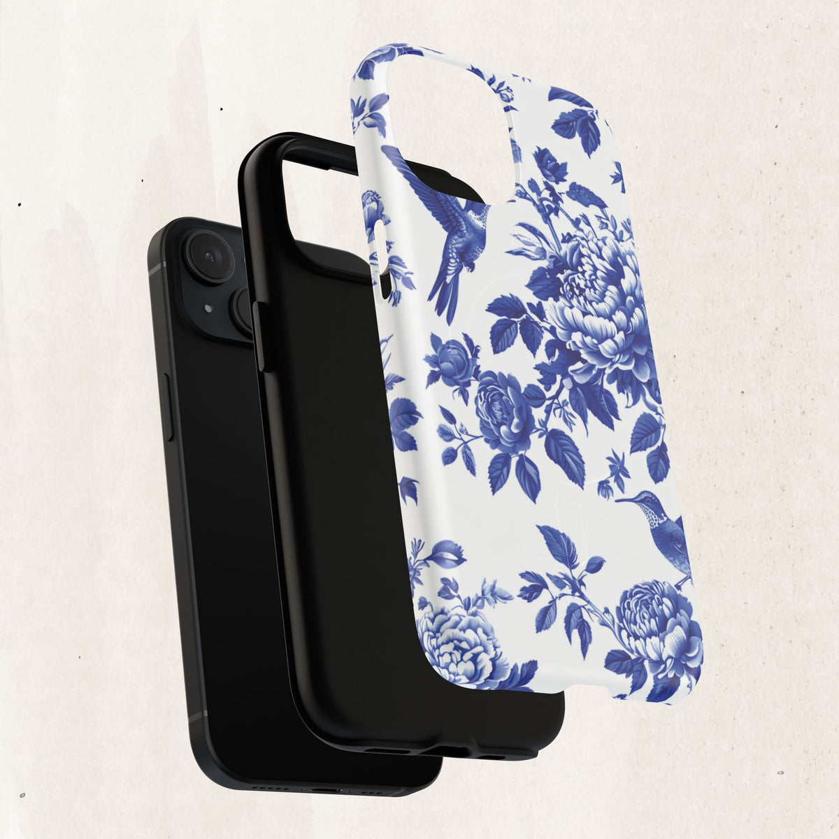 Blue Floral Bird Tough Magnetic Phone Case