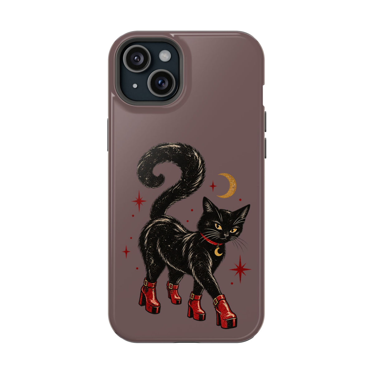 Black Cat in Red Boots MagSafe Phone Case, alternate view