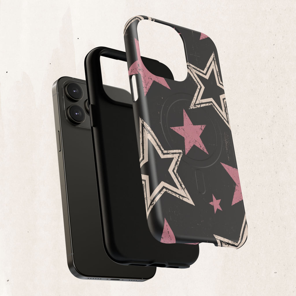 Magnetic Phone Case — Pink Retro Stars Tough Protective Cover Printify