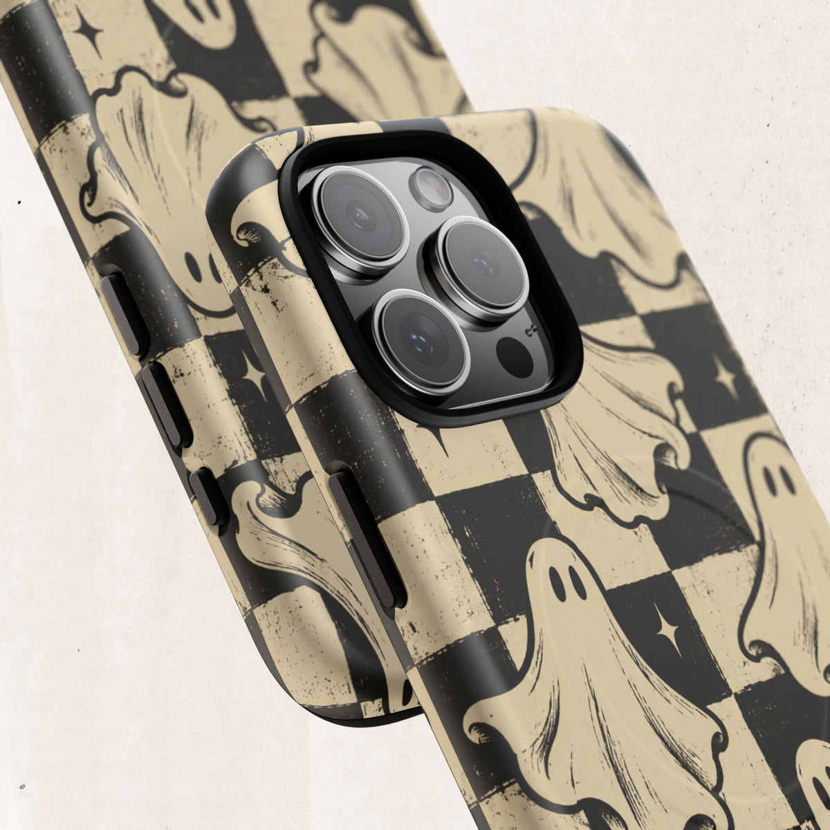 Ghost Checker Tough Magnetic Phone Case — Retro Spooky iPhone Cover Printify