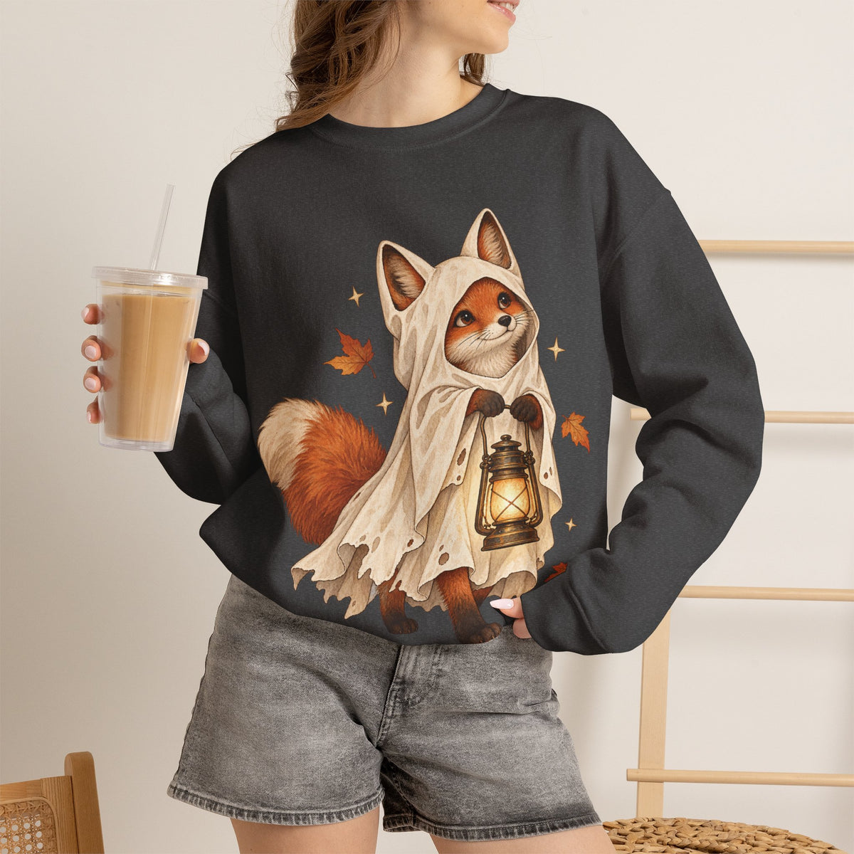 Autumn Lantern Fox Crewneck Sweatshirt