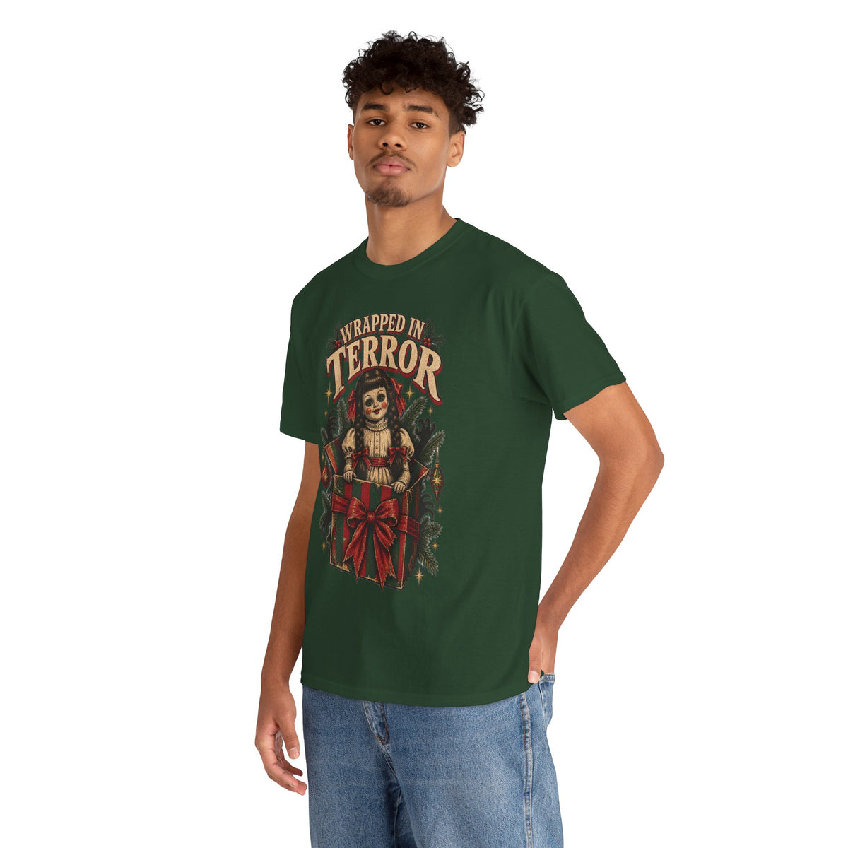 Haunted Doll Christmas Tee Printify