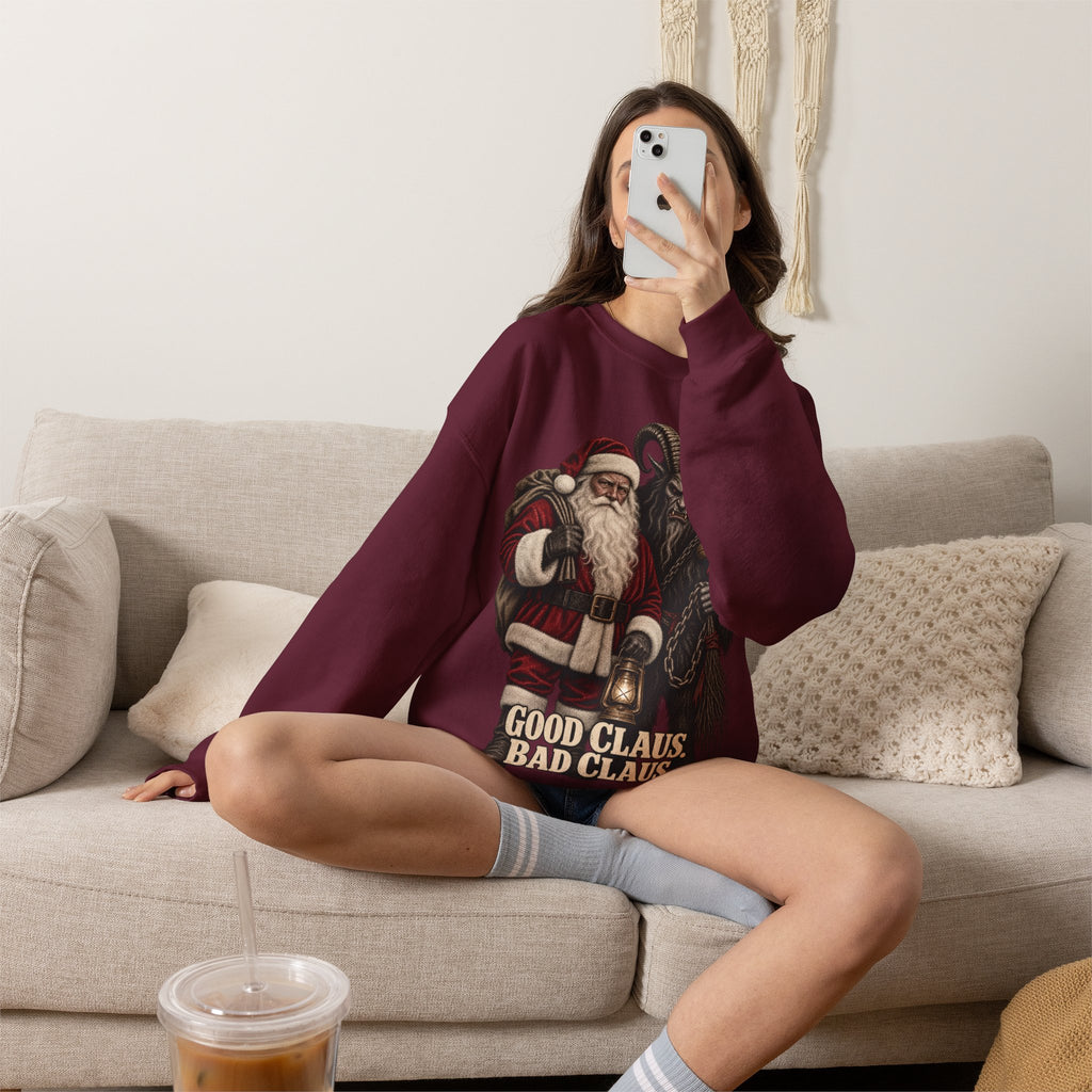 Krampus & Santa Claus Christmas Crewneck Sweater