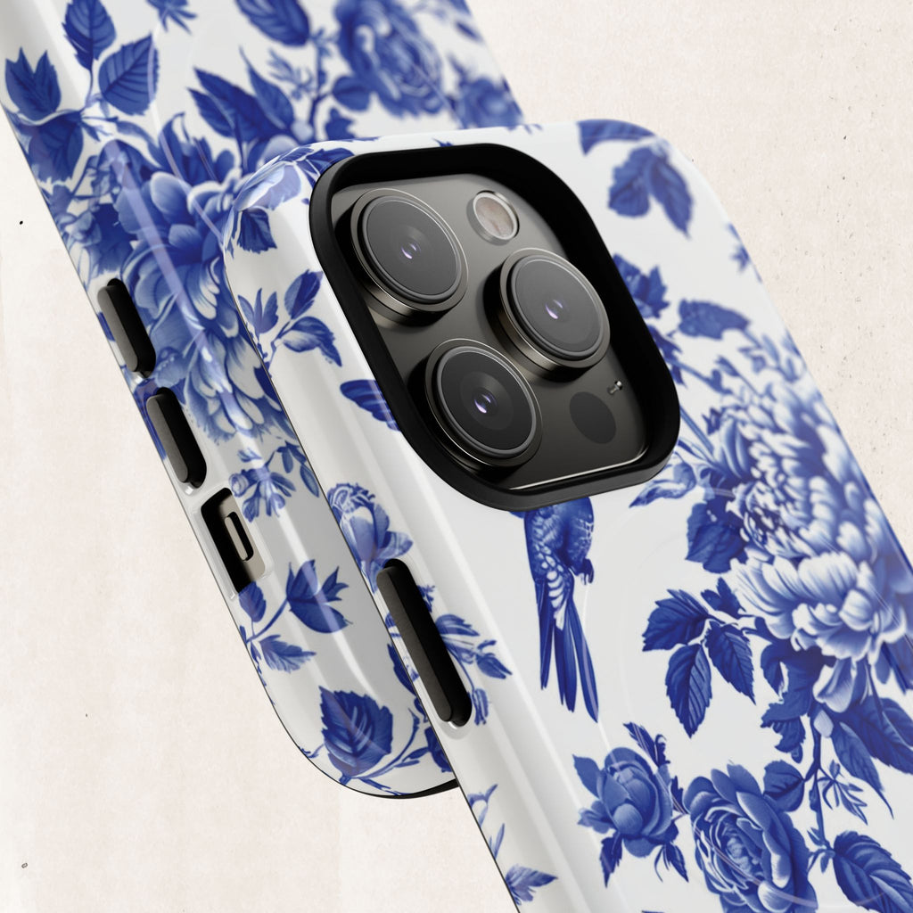 Blue Floral Bird Tough Magnetic Phone Case