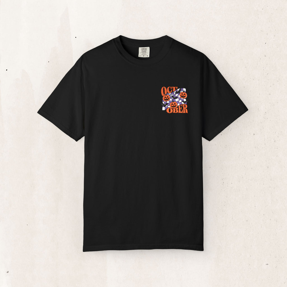 Embroidered Retro "October" Halloween Tee