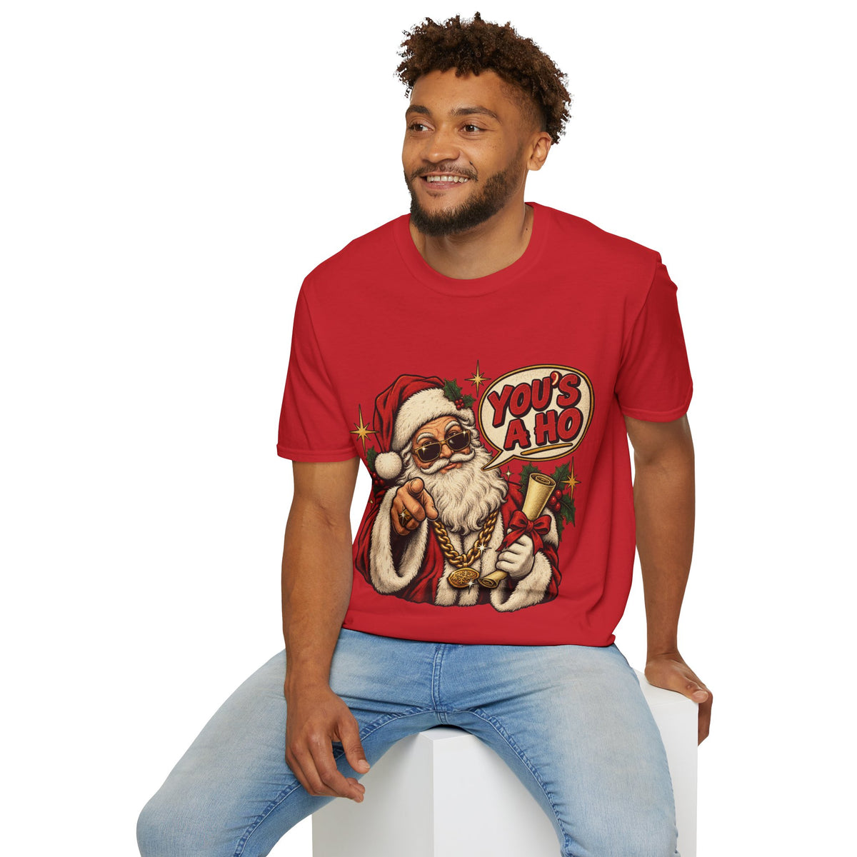 Santa Claus “You’s a Ho” Funny Christmas Tee Printify