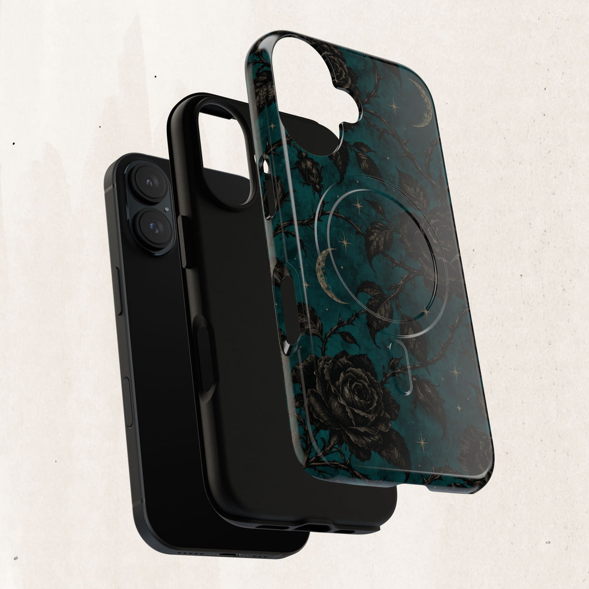 Teal Moon & Black Rose Tough Protective Case