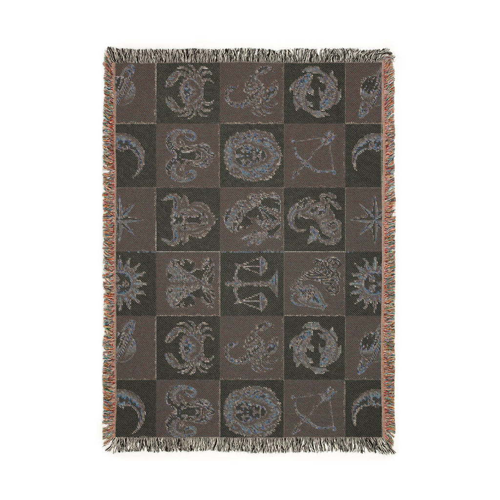 Zodiac Checkerboard Woven Blanket Printify