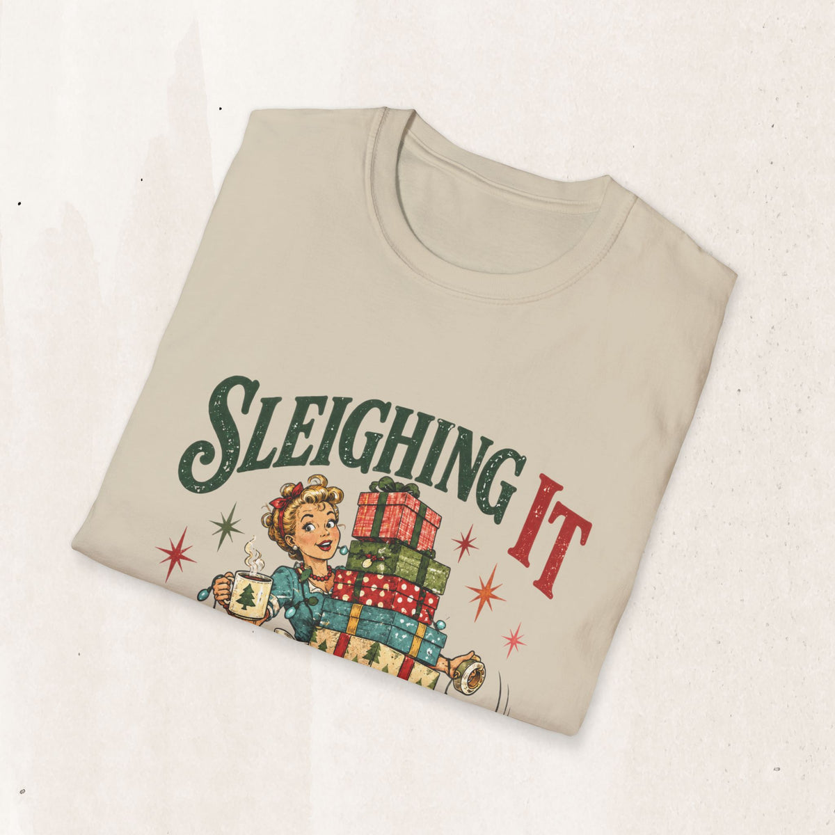 Vintage Christmas "Sleighing It" Graphic Tee