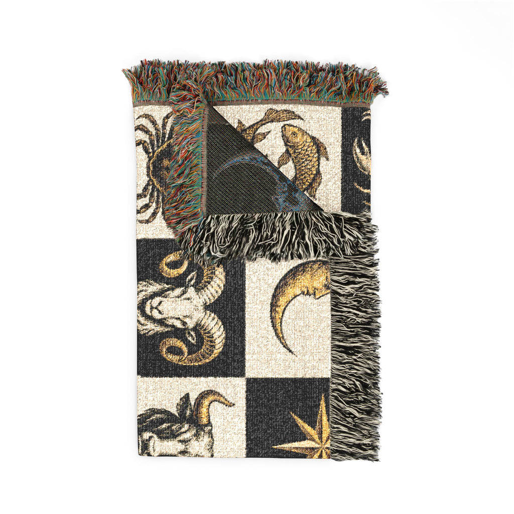 Zodiac Checkerboard Woven Blanket Printify