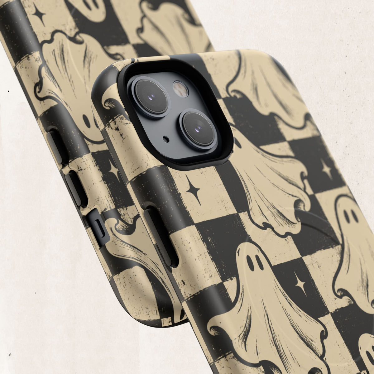Ghost Checker Tough Magnetic Phone Case — Retro Spooky iPhone Cover Printify