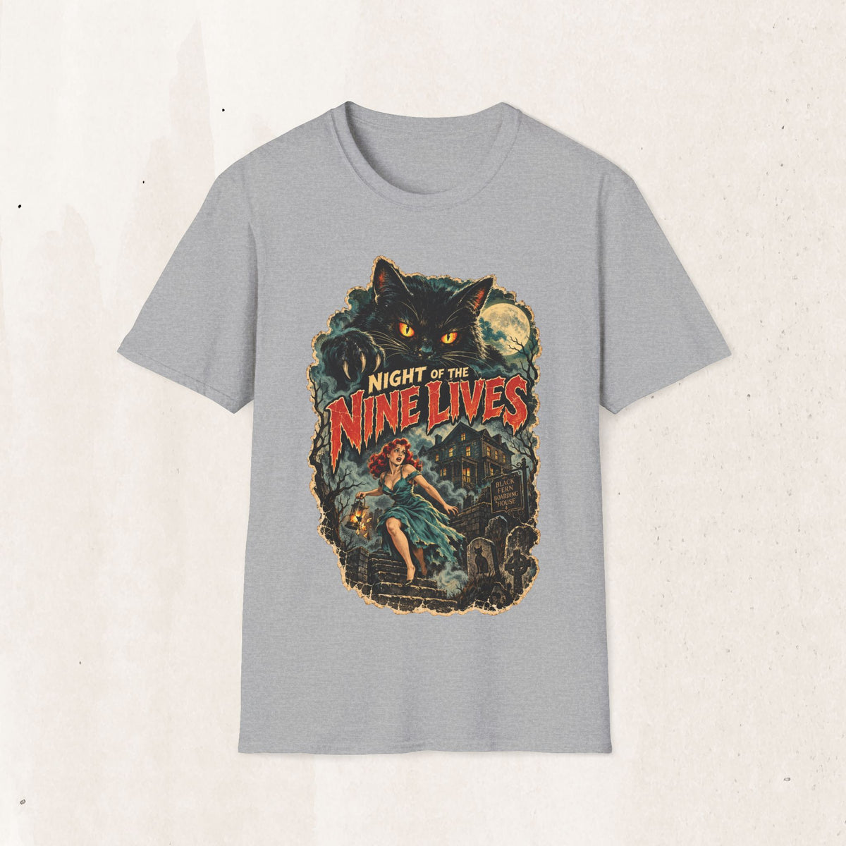 Night of the Nine Lives Cat Graphic T-Shirt