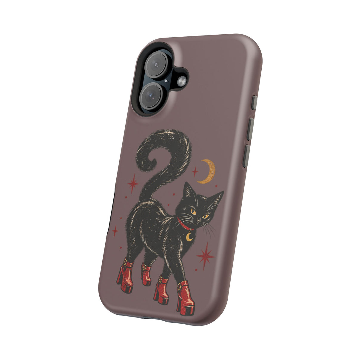 Black Cat in Red Boots MagSafe Phone Case, alternate view