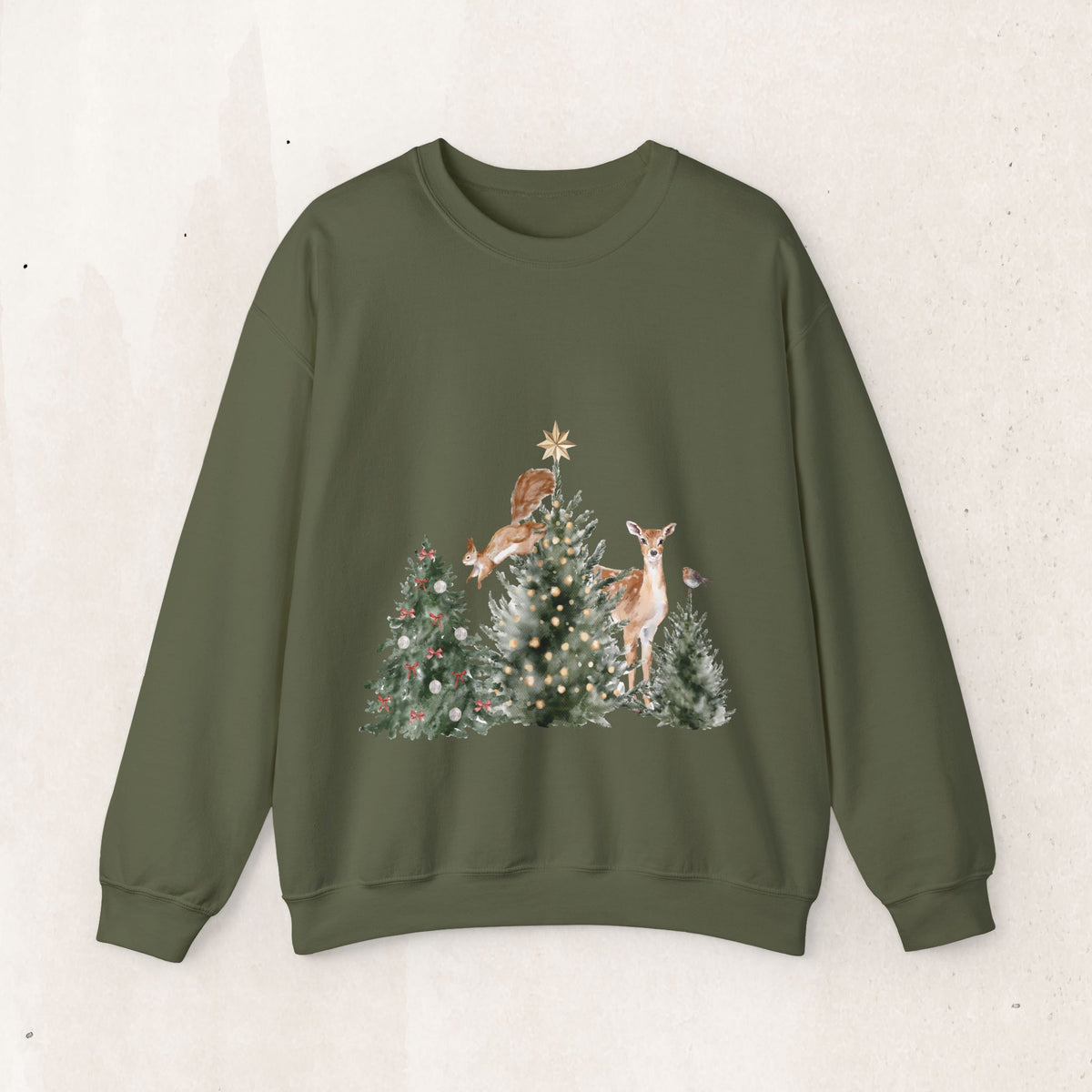 Christmas Woodland Deer Crewneck Sweatshirt
