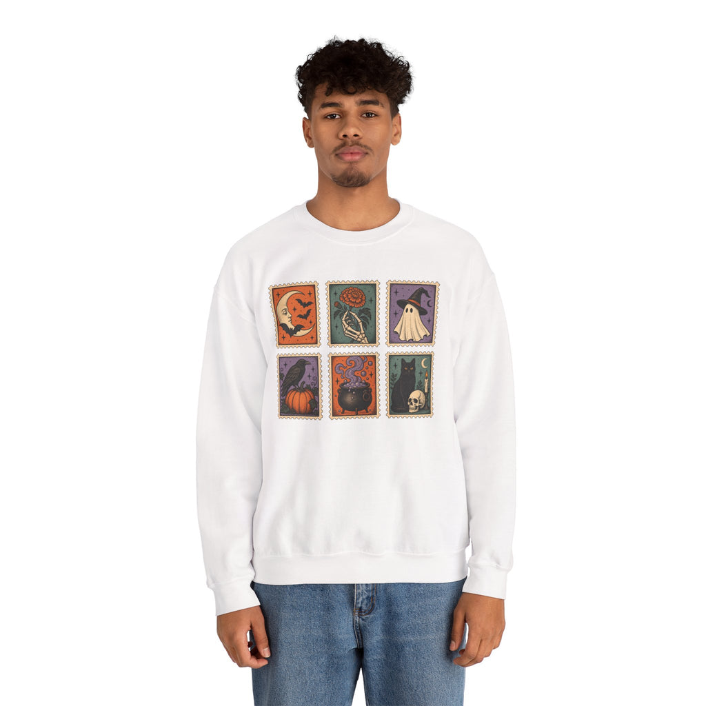 Vintage Spooky Stamp Panel Sweatshirt