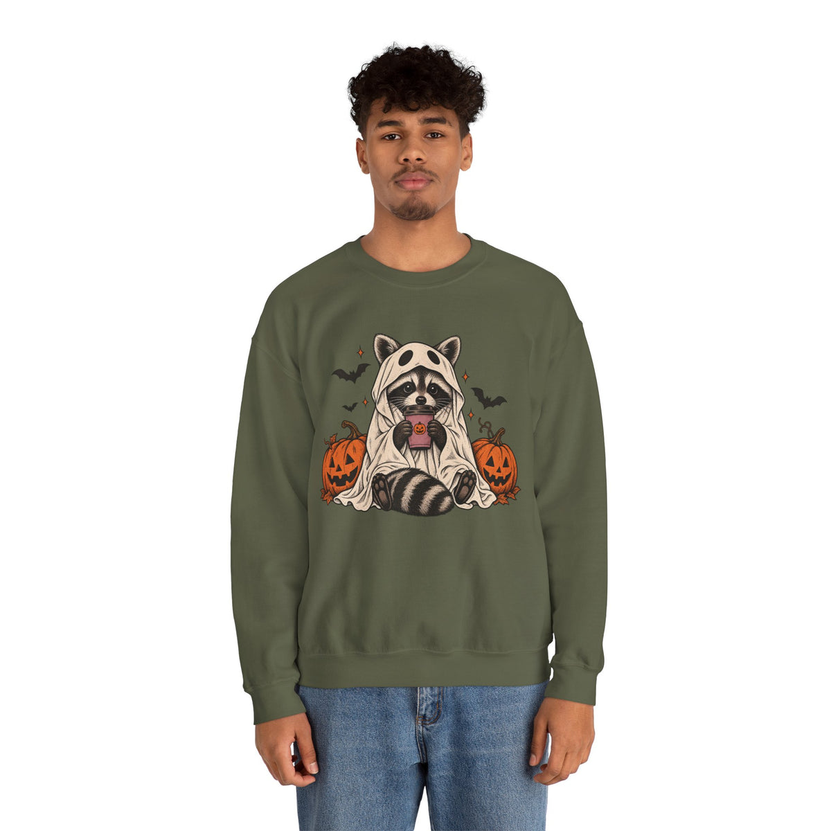 Halloween Raccoon Crewneck Sweatshirt
