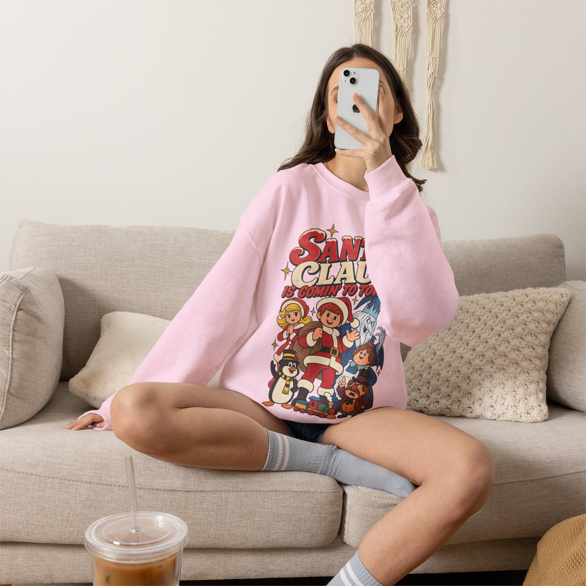 Santa Claus Is Comin' to Town Christmas Crewneck Sweatshirt