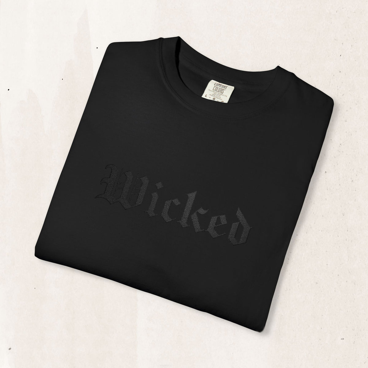 Embroidered 'Wicked' Gothic Text Tee