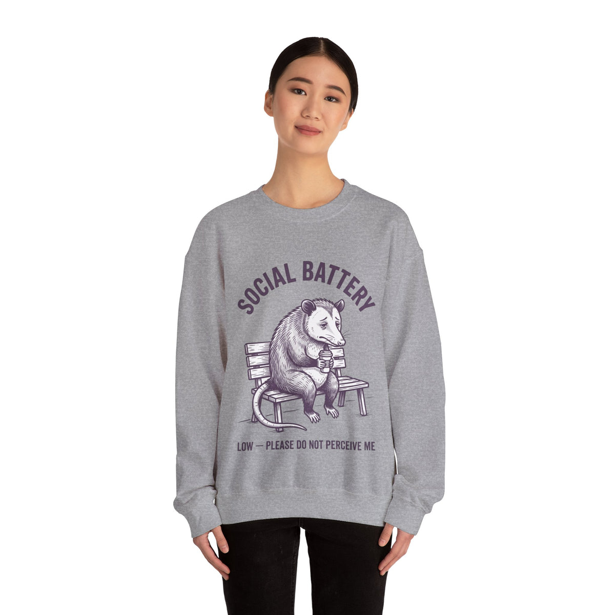 Social Battery Low Graphic Crewneck Sweatshirt