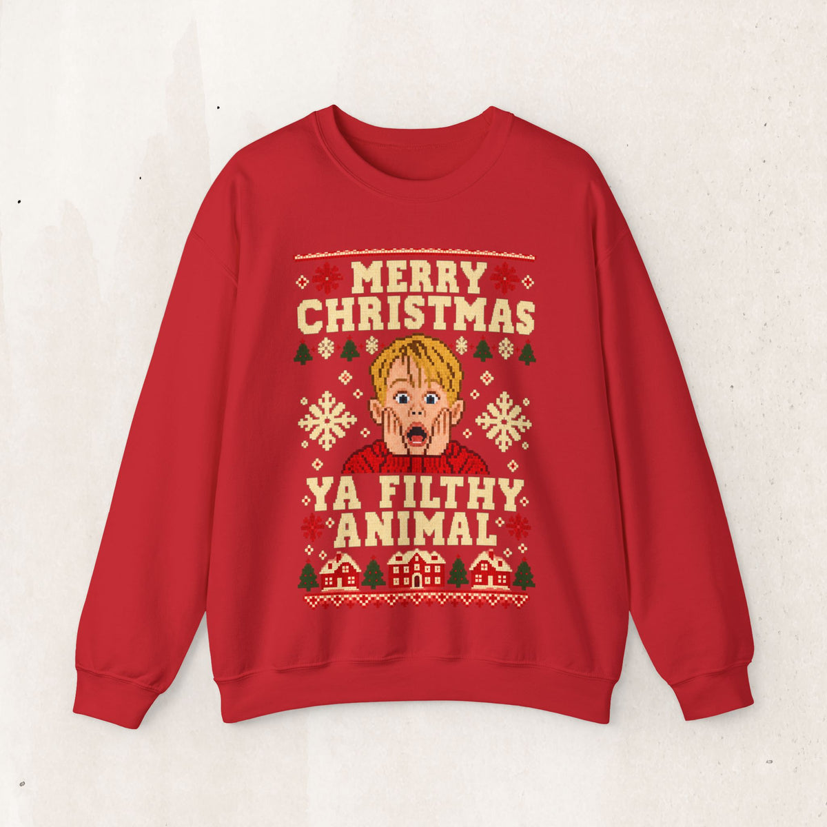 Merry Christmas Ya Filthy Animal Sweatshirt – Home Alone – Red